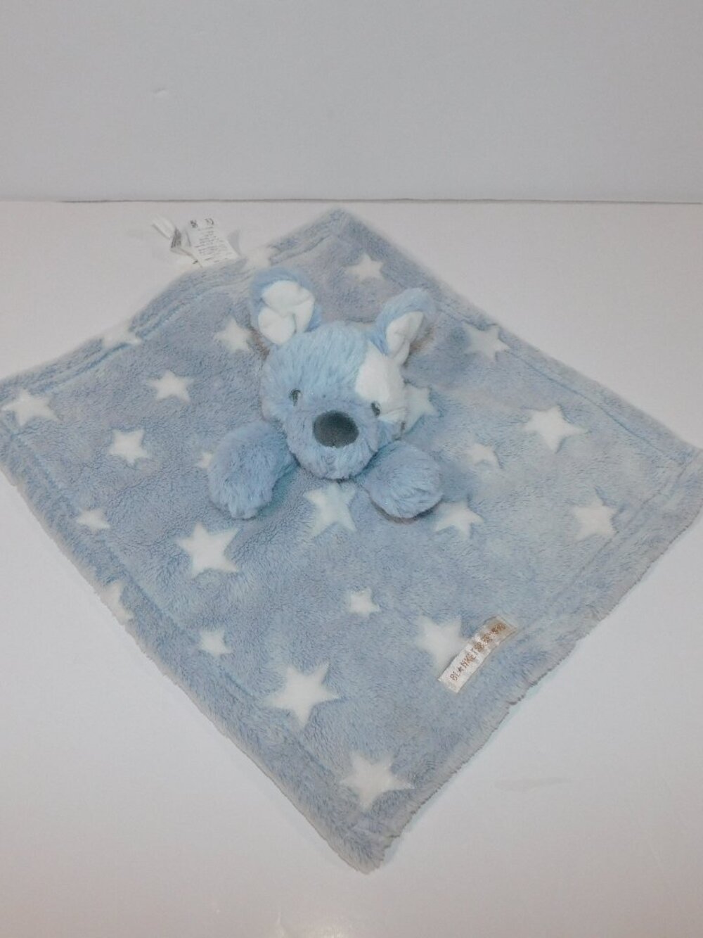 Blankets & Beyond Blue White Puppy Dog Stars Security Blanket Baby Lovey Nunu
